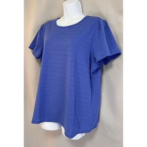 Rafaella Ladies Short Sleeve Fashion Eyelet Style‎ Shirt XL NWT Blue
